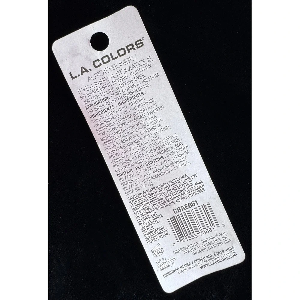 LA COLORS Auto Eyeliner Black CBAE661 Retractable EyePencil Makeup Artist Smooth